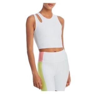 AQUA ATHLETIC Womens White Inner Shelf Bra Sleeveless Active Wear Crop Top XS